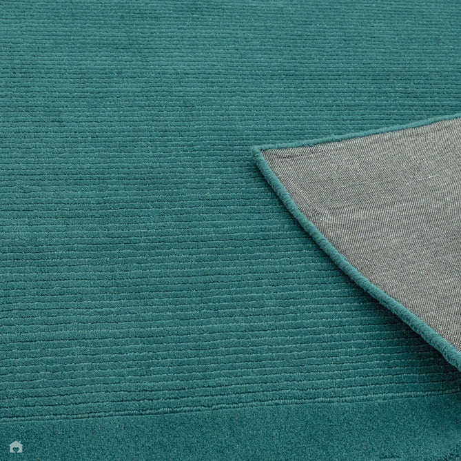 York Modern Plain Textured Subtle Ribbed Stripe Contrast Smooth Border Hand-Woven Wool Teal Runner-Asiatic Carpets-Rug Love - The Most Loved Rug Store