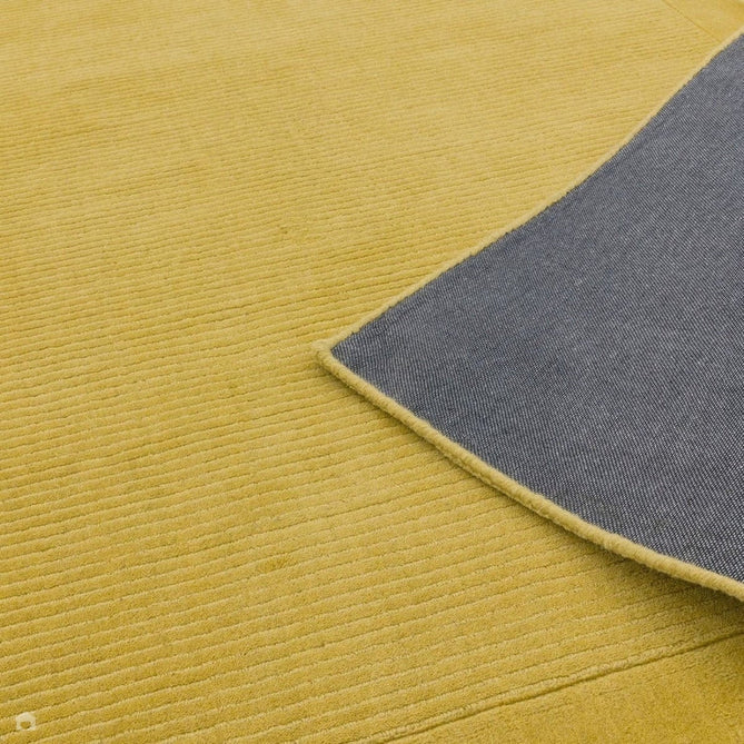 York Modern Plain Textured Subtle Ribbed Stripe Contrast Smooth Border Hand-Woven Wool Yellow Rug-Asiatic Carpets-Rug Love - The Most Loved Rug Store