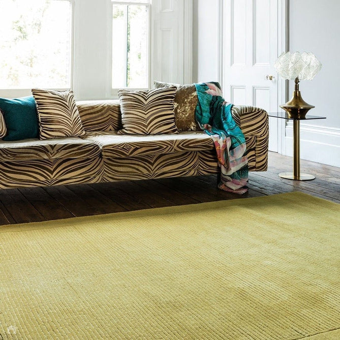 York Modern Plain Textured Subtle Ribbed Stripe Contrast Smooth Border Hand-Woven Wool Yellow Rug-Asiatic Carpets-Rug Love - The Most Loved Rug Store