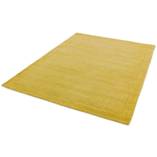 York Modern Plain Textured Subtle Ribbed Stripe Contrast Smooth Border Hand-Woven Wool Yellow Rug-Asiatic Carpets-Rug Love - The Most Loved Rug Store