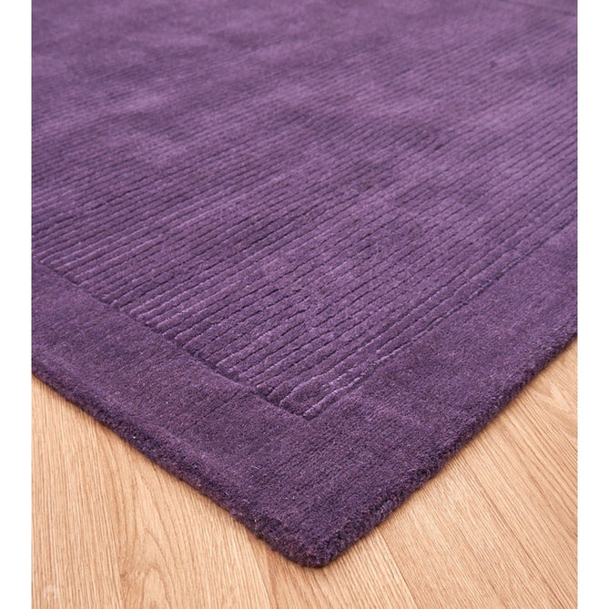 York Modern Plain Textured Subtle Ribbed Stripe Contrasting Smooth Border Handwoven Wool Loop Pile Amethyst Purple Rug-Asiatic Carpets-Rug Love - The Most Loved Rug Store