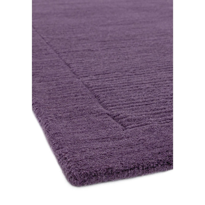 York Modern Plain Textured Subtle Ribbed Stripe Contrasting Smooth Border Handwoven Wool Loop Pile Amethyst Purple Rug-Asiatic Carpets-Rug Love - The Most Loved Rug Store