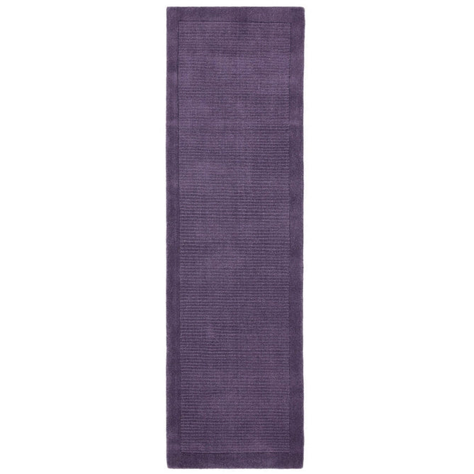 York Modern Plain Textured Subtle Ribbed Stripe Contrasting Smooth Border Handwoven Wool Loop Pile Amethyst Purple Rug-Asiatic Carpets-Rug Love - The Most Loved Rug Store