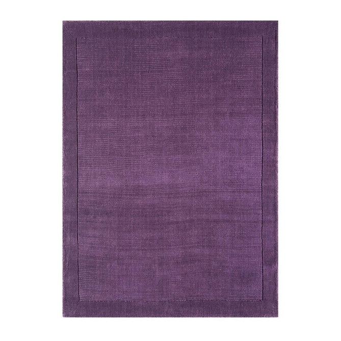 York Modern Plain Textured Subtle Ribbed Stripe Contrasting Smooth Border Handwoven Wool Loop Pile Amethyst Purple Rug-Asiatic Carpets-Rug Love - The Most Loved Rug Store
