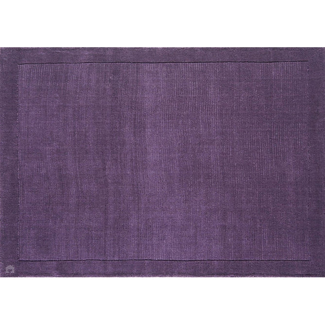 York Modern Plain Textured Subtle Ribbed Stripe Contrasting Smooth Border Handwoven Wool Loop Pile Amethyst Purple Rug-Asiatic Carpets-Rug Love - The Most Loved Rug Store