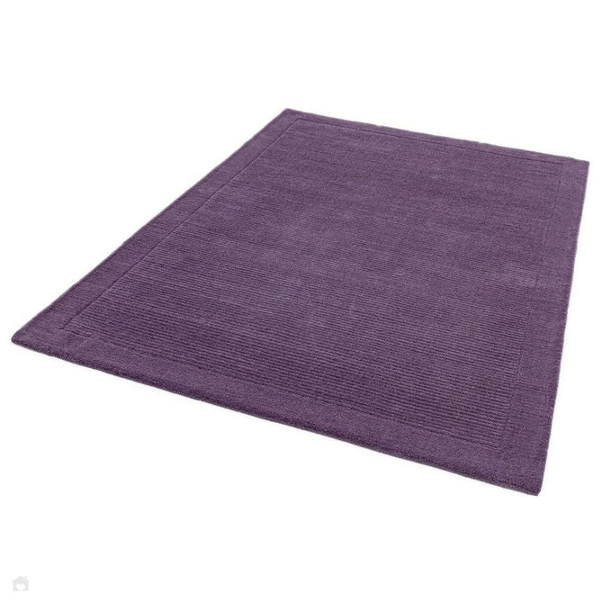 York Modern Plain Textured Subtle Ribbed Stripe Contrasting Smooth Border Handwoven Wool Loop Pile Amethyst Purple Rug-Asiatic Carpets-Rug Love - The Most Loved Rug Store