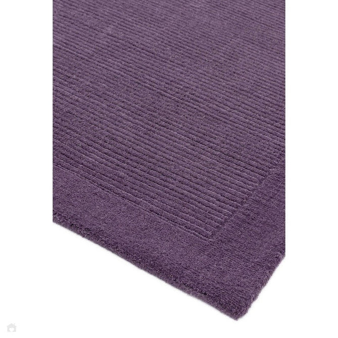 York Modern Plain Textured Subtle Ribbed Stripe Contrasting Smooth Border Handwoven Wool Loop Pile Amethyst Purple Rug-Asiatic Carpets-Rug Love - The Most Loved Rug Store