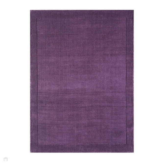 York Modern Plain Textured Subtle Ribbed Stripe Contrasting Smooth Border Handwoven Wool Loop Pile Amethyst Purple Rug-Asiatic Carpets-Rug Love - The Most Loved Rug Store