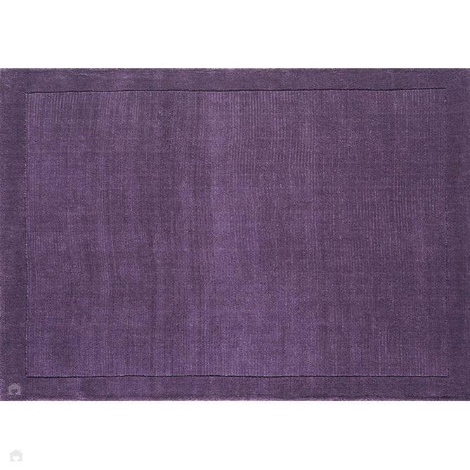 York Modern Plain Textured Subtle Ribbed Stripe Contrasting Smooth Border Handwoven Wool Loop Pile Amethyst Purple Rug-Asiatic Carpets-Rug Love - The Most Loved Rug Store