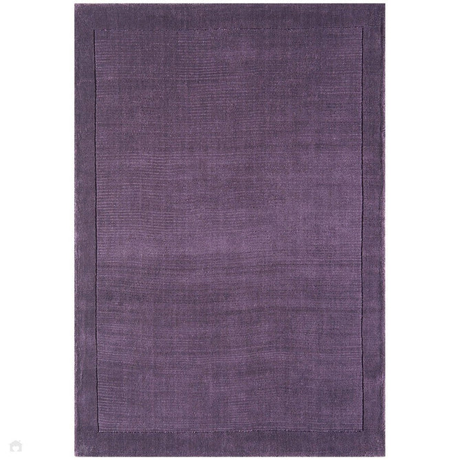 York Modern Plain Textured Subtle Ribbed Stripe Contrasting Smooth Border Handwoven Wool Loop Pile Amethyst Purple Rug-Asiatic Carpets-Rug Love - The Most Loved Rug Store