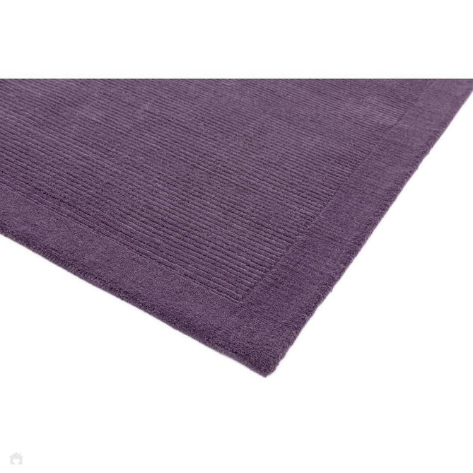 York Modern Plain Textured Subtle Ribbed Stripe Contrasting Smooth Border Handwoven Wool Loop Pile Amethyst Purple Rug-Asiatic Carpets-Rug Love - The Most Loved Rug Store