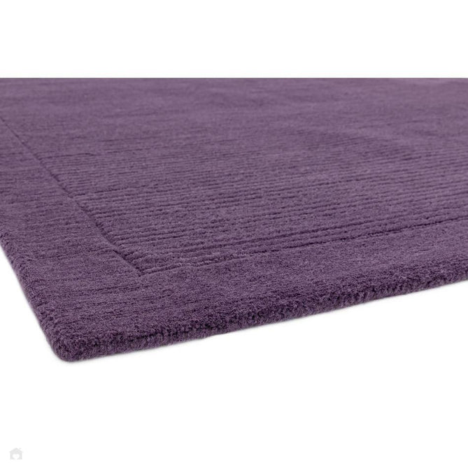 York Modern Plain Textured Subtle Ribbed Stripe Contrasting Smooth Border Handwoven Wool Loop Pile Amethyst Purple Runner-Asiatic Carpets-Rug Love - The Most Loved Rug Store