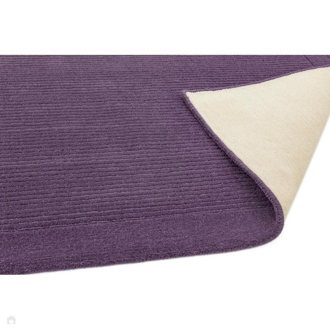 York Modern Plain Textured Subtle Ribbed Stripe Contrasting Smooth Border Handwoven Wool Loop Pile Amethyst Purple Runner-Asiatic Carpets-Rug Love - The Most Loved Rug Store