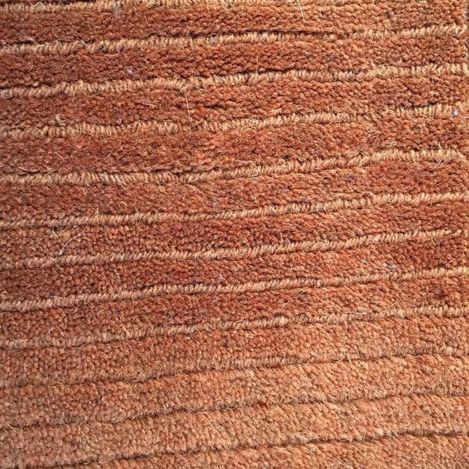 York Modern Plain Textured Subtle Ribbed Stripe Contrasting Smooth Border Handwoven Wool Loop Pile Burnt Terracotta Rug-Asiatic Carpets-Rug Love - The Most Loved Rug Store