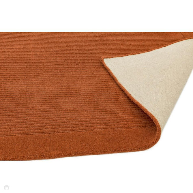 York Modern Plain Textured Subtle Ribbed Stripe Contrasting Smooth Border Handwoven Wool Loop Pile Burnt Terracotta Runner-Asiatic Carpets-Rug Love - The Most Loved Rug Store