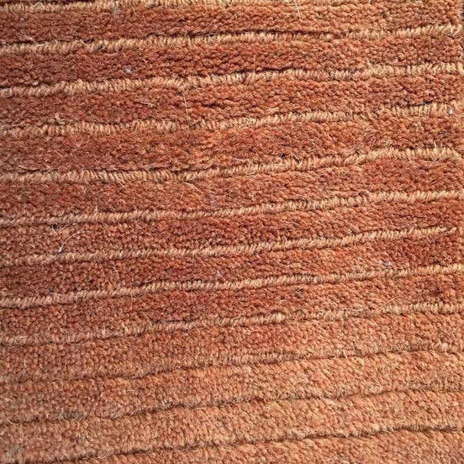York Modern Plain Textured Subtle Ribbed Stripe Contrasting Smooth Border Handwoven Wool Loop Pile Burnt Terracotta Runner-Asiatic Carpets-Rug Love - The Most Loved Rug Store