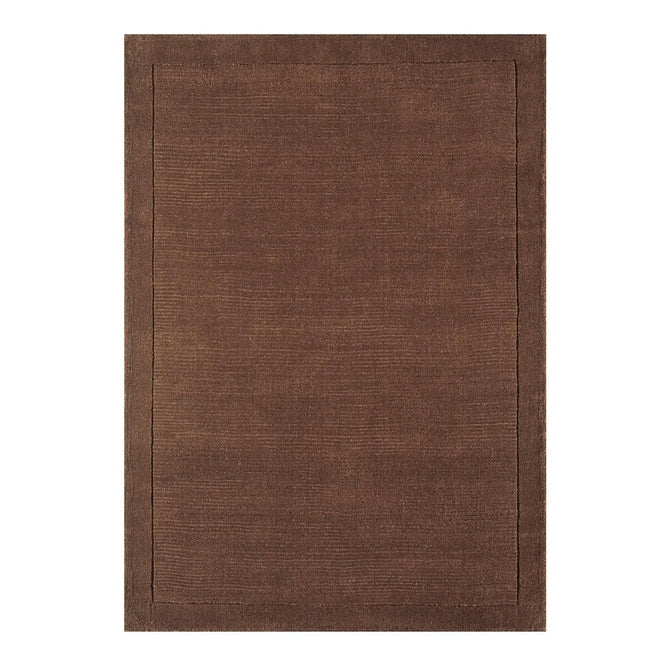 York Modern Plain Textured Subtle Ribbed Stripe Contrasting Smooth Border Handwoven Wool Loop Pile Deep Chocolate Brown Rug-Asiatic Carpets-Rug Love - The Most Loved Rug Store