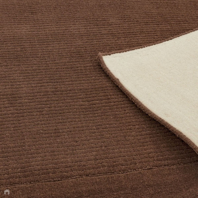 York Modern Plain Textured Subtle Ribbed Stripe Contrasting Smooth Border Handwoven Wool Loop Pile Deep Chocolate Brown Rug-Asiatic Carpets-Rug Love - The Most Loved Rug Store