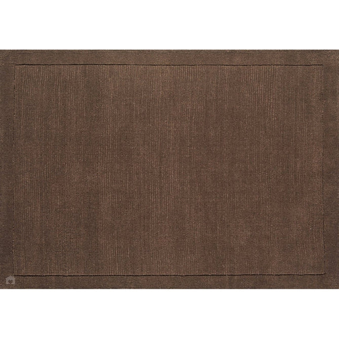 York Modern Plain Textured Subtle Ribbed Stripe Contrasting Smooth Border Handwoven Wool Loop Pile Deep Chocolate Brown Rug-Asiatic Carpets-Rug Love - The Most Loved Rug Store