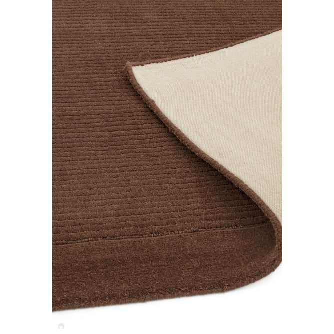 York Modern Plain Textured Subtle Ribbed Stripe Contrasting Smooth Border Handwoven Wool Loop Pile Deep Chocolate Brown Runner-Asiatic Carpets-Rug Love - The Most Loved Rug Store