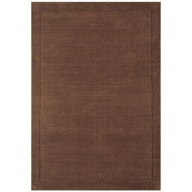 York Modern Plain Textured Subtle Ribbed Stripe Contrasting Smooth Border Handwoven Wool Loop Pile Deep Chocolate Brown Runner-Asiatic Carpets-Rug Love - The Most Loved Rug Store