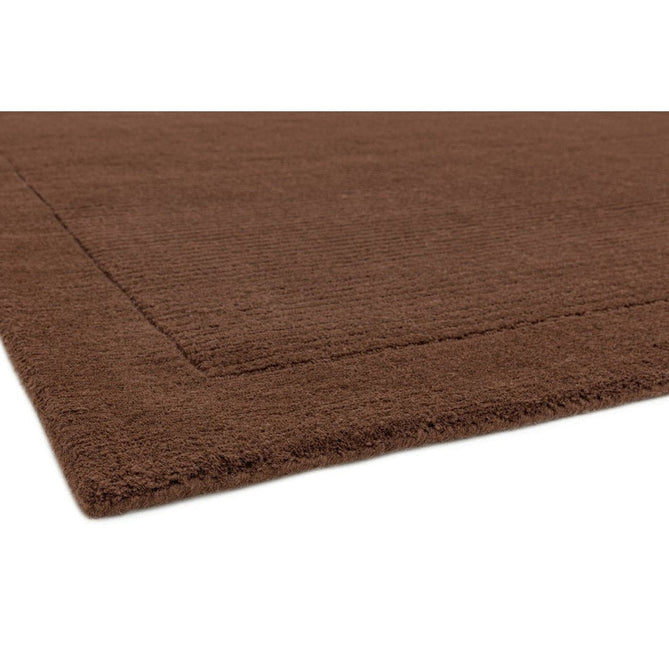 York Modern Plain Textured Subtle Ribbed Stripe Contrasting Smooth Border Handwoven Wool Loop Pile Deep Chocolate Brown Runner-Asiatic Carpets-Rug Love - The Most Loved Rug Store