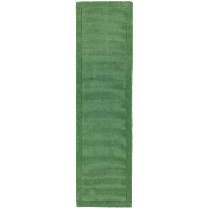York Modern Plain Textured Subtle Ribbed Stripe Contrasting Smooth Border Handwoven Wool Loop Pile Forest Green Rug-Asiatic Carpets-Rug Love - The Most Loved Rug Store