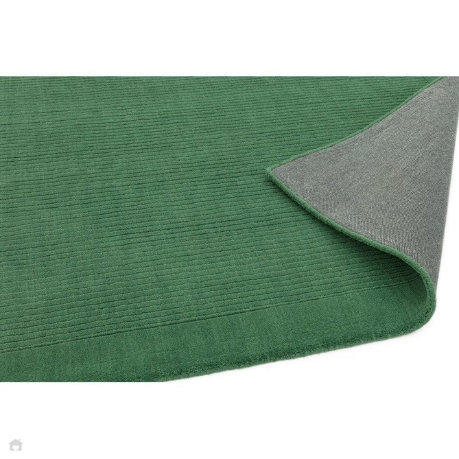 York Modern Plain Textured Subtle Ribbed Stripe Contrasting Smooth Border Handwoven Wool Loop Pile Forest Green Rug-Asiatic Carpets-Rug Love - The Most Loved Rug Store