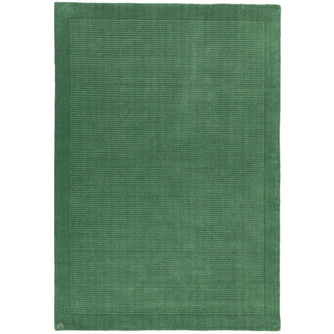 York Modern Plain Textured Subtle Ribbed Stripe Contrasting Smooth Border Handwoven Wool Loop Pile Forest Green Rug-Asiatic Carpets-Rug Love - The Most Loved Rug Store