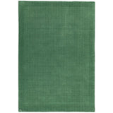 York Modern Plain Textured Subtle Ribbed Stripe Contrasting Smooth Border Handwoven Wool Loop Pile Forest Green Rug