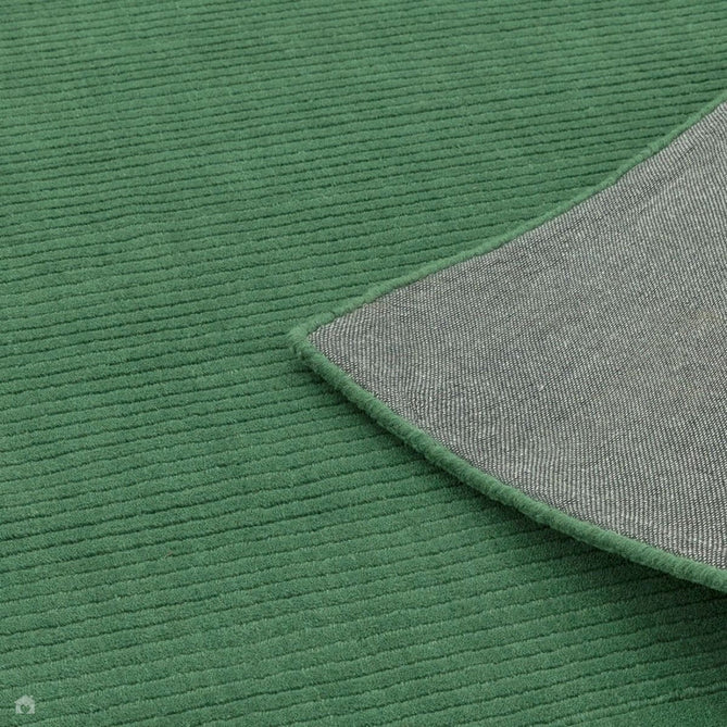 York Modern Plain Textured Subtle Ribbed Stripe Contrasting Smooth Border Handwoven Wool Loop Pile Forest Green Runner-Asiatic Carpets-Rug Love - The Most Loved Rug Store