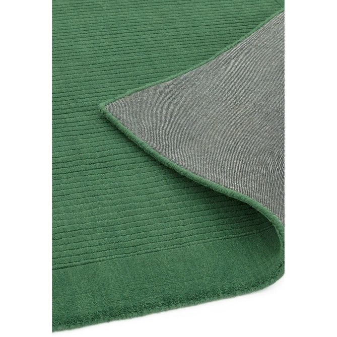 York Modern Plain Textured Subtle Ribbed Stripe Contrasting Smooth Border Handwoven Wool Loop Pile Forest Green Runner-Asiatic Carpets-Rug Love - The Most Loved Rug Store