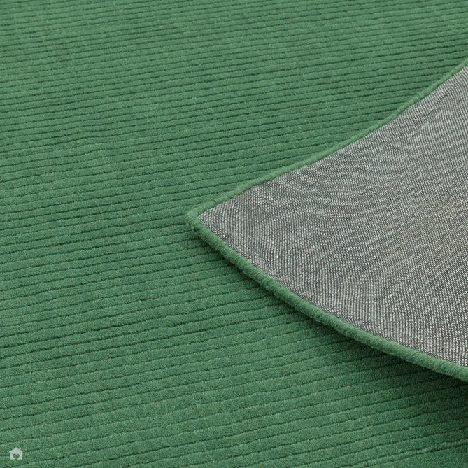 York Modern Plain Textured Subtle Ribbed Stripe Contrasting Smooth Border Handwoven Wool Loop Pile Forest Green Runner-Asiatic Carpets-Rug Love - The Most Loved Rug Store
