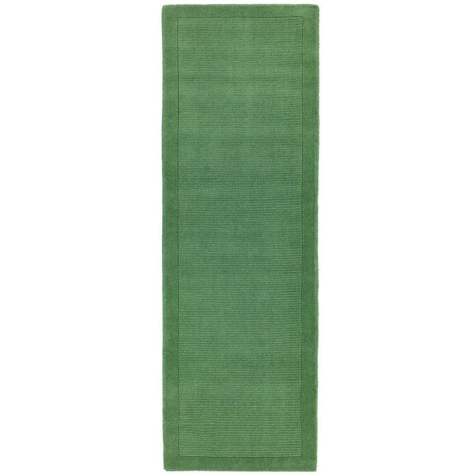 York Modern Plain Textured Subtle Ribbed Stripe Contrasting Smooth Border Handwoven Wool Loop Pile Forest Green Runner-Asiatic Carpets-Rug Love - The Most Loved Rug Store