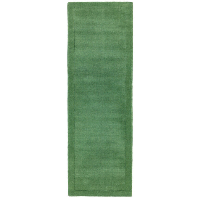 York Modern Plain Textured Subtle Ribbed Stripe Contrasting Smooth Border Handwoven Wool Loop Pile Forest Green Runner-Asiatic Carpets-Rug Love - The Most Loved Rug Store