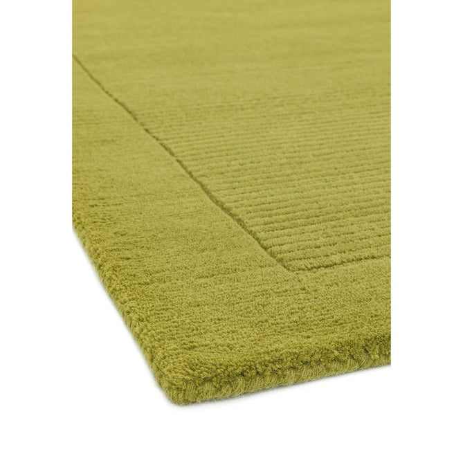 York Modern Plain Textured Subtle Ribbed Stripe Contrasting Smooth Border Handwoven Wool Loop Pile Fresh Green Rug-Asiatic Carpets-Rug Love - The Most Loved Rug Store
