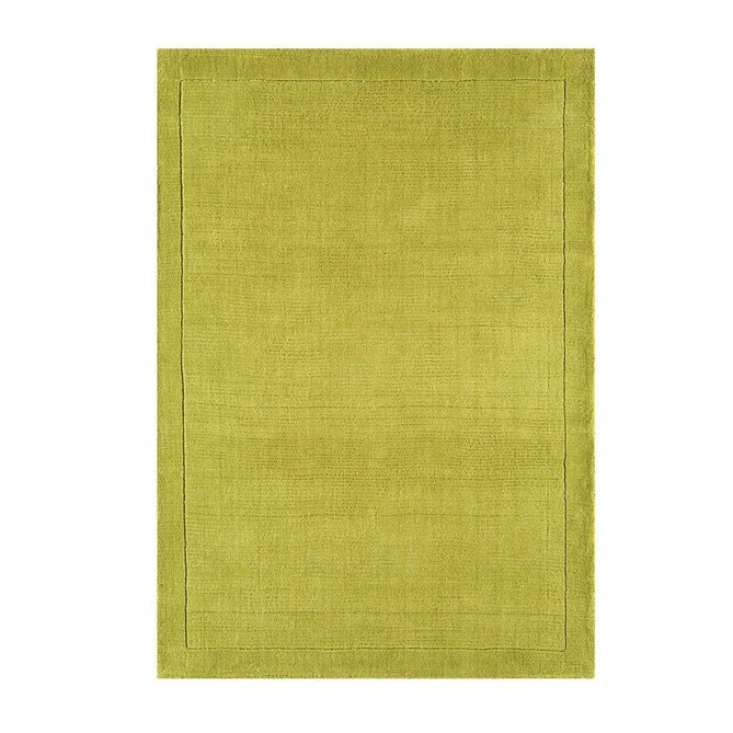 York Modern Plain Textured Subtle Ribbed Stripe Contrasting Smooth Border Handwoven Wool Loop Pile Fresh Green Rug-Asiatic Carpets-Rug Love - The Most Loved Rug Store