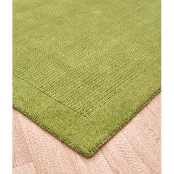 York Modern Plain Textured Subtle Ribbed Stripe Contrasting Smooth Border Handwoven Wool Loop Pile Fresh Green Rug-Asiatic Carpets-Rug Love - The Most Loved Rug Store