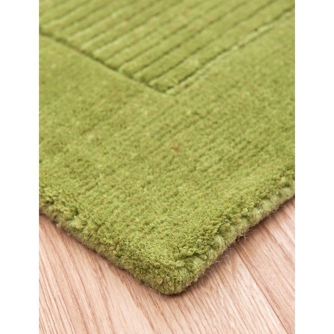 York Modern Plain Textured Subtle Ribbed Stripe Contrasting Smooth Border Handwoven Wool Loop Pile Fresh Green Rug-Asiatic Carpets-Rug Love - The Most Loved Rug Store