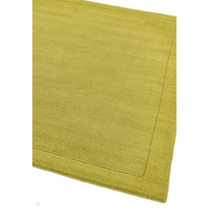 York Modern Plain Textured Subtle Ribbed Stripe Contrasting Smooth Border Handwoven Wool Loop Pile Fresh Green Rug-Asiatic Carpets-Rug Love - The Most Loved Rug Store