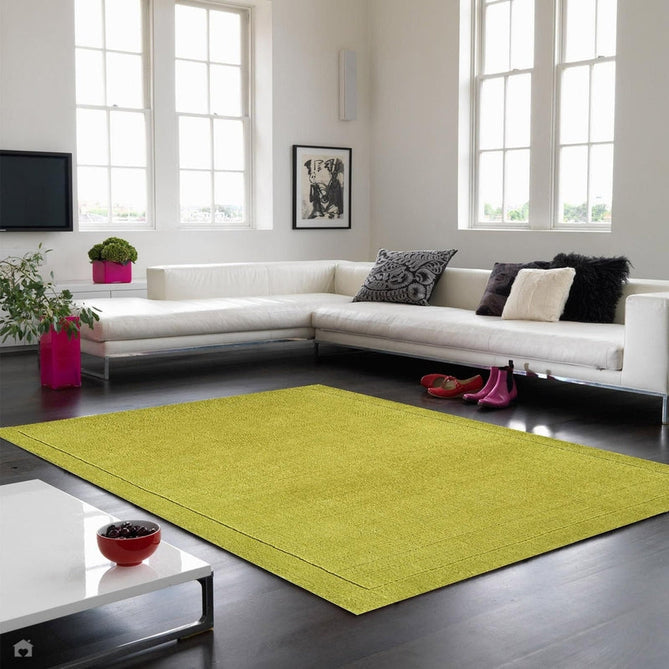 York Modern Plain Textured Subtle Ribbed Stripe Contrasting Smooth Border Handwoven Wool Loop Pile Fresh Green Rug-Asiatic Carpets-Rug Love - The Most Loved Rug Store