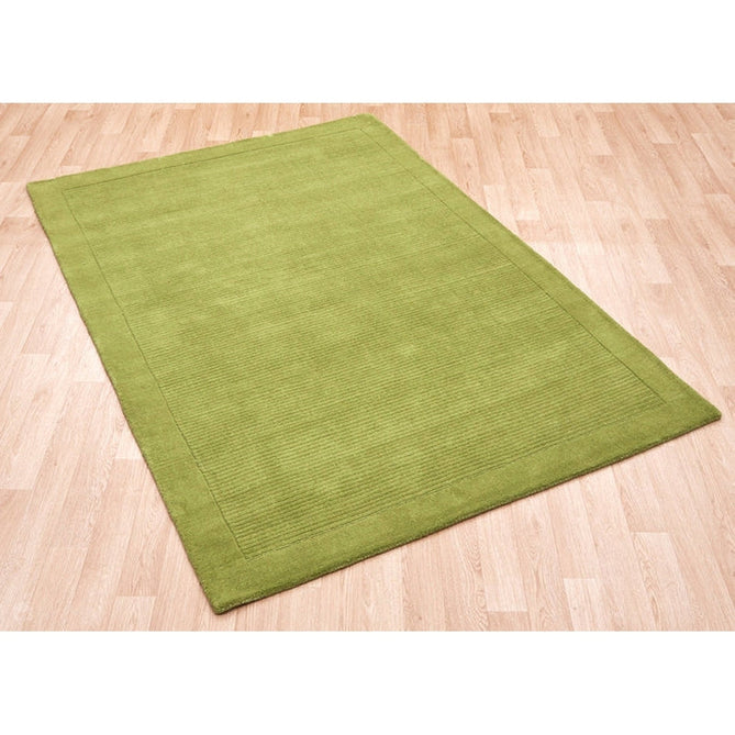 York Modern Plain Textured Subtle Ribbed Stripe Contrasting Smooth Border Handwoven Wool Loop Pile Fresh Green Rug-Asiatic Carpets-Rug Love - The Most Loved Rug Store