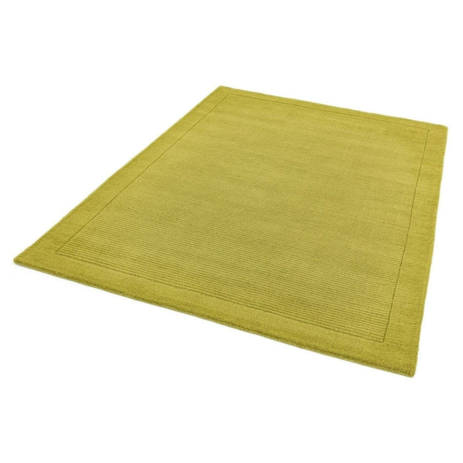 York Modern Plain Textured Subtle Ribbed Stripe Contrasting Smooth Border Handwoven Wool Loop Pile Fresh Green Rug-Asiatic Carpets-Rug Love - The Most Loved Rug Store