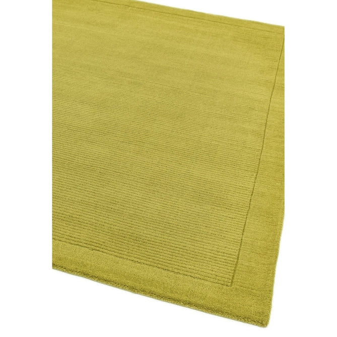 York Modern Plain Textured Subtle Ribbed Stripe Contrasting Smooth Border Handwoven Wool Loop Pile Fresh Green Rug-Asiatic Carpets-Rug Love - The Most Loved Rug Store