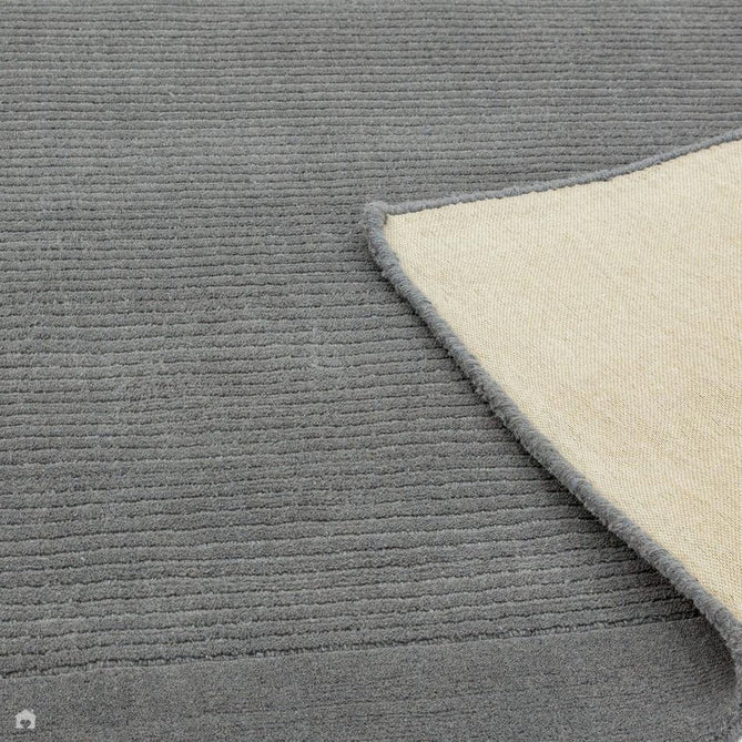 York Modern Plain Textured Subtle Ribbed Stripe Contrasting Smooth Border Handwoven Wool Loop Pile Mid Grey Runner-Asiatic Carpets-Rug Love - The Most Loved Rug Store