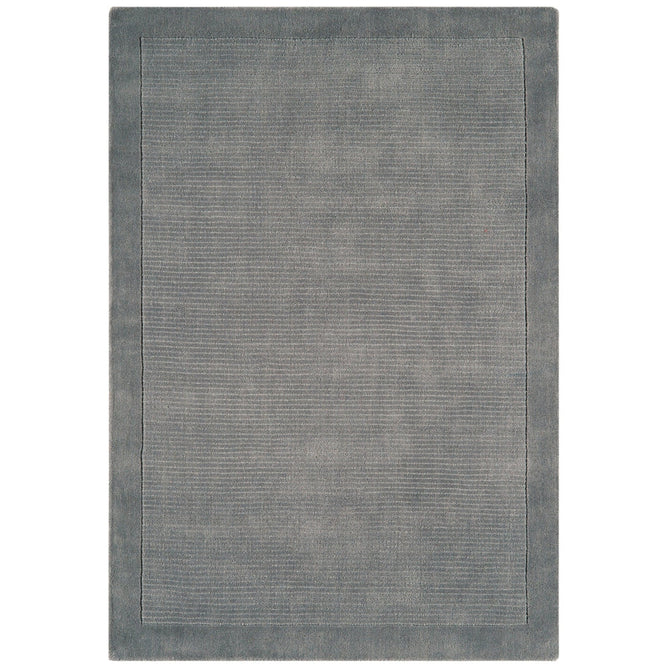 York Modern Plain Textured Subtle Ribbed Stripe Contrasting Smooth Border Handwoven Wool Loop Pile Mid Grey Runner-Asiatic Carpets-Rug Love - The Most Loved Rug Store