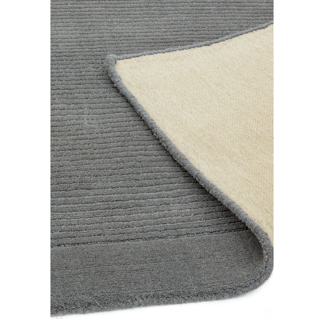 York Modern Plain Textured Subtle Ribbed Stripe Contrasting Smooth Border Handwoven Wool Loop Pile Mid Grey Runner-Asiatic Carpets-Rug Love - The Most Loved Rug Store
