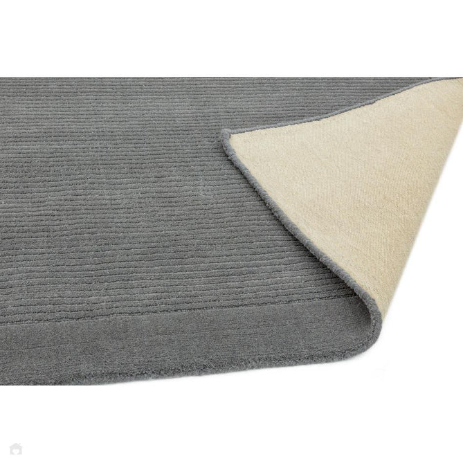 York Modern Plain Textured Subtle Ribbed Stripe Contrasting Smooth Border Handwoven Wool Loop Pile Mid Grey Runner-Asiatic Carpets-Rug Love - The Most Loved Rug Store