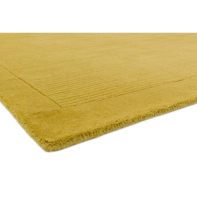 York Modern Plain Textured Subtle Ribbed Stripe Contrasting Smooth Border Handwoven Wool Loop Pile Mustard Gold Rug-Asiatic Carpets-Rug Love - The Most Loved Rug Store