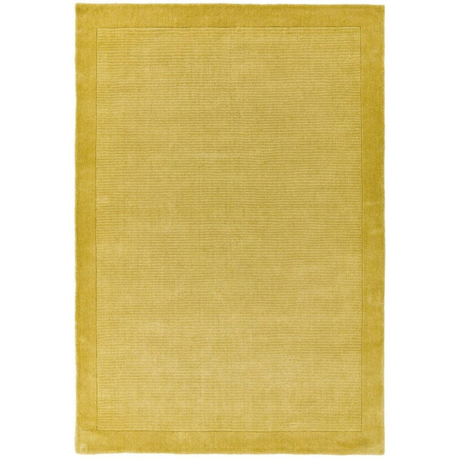 York Modern Plain Textured Subtle Ribbed Stripe Contrasting Smooth Border Handwoven Wool Loop Pile Mustard Gold Rug-Asiatic Carpets-Rug Love - The Most Loved Rug Store